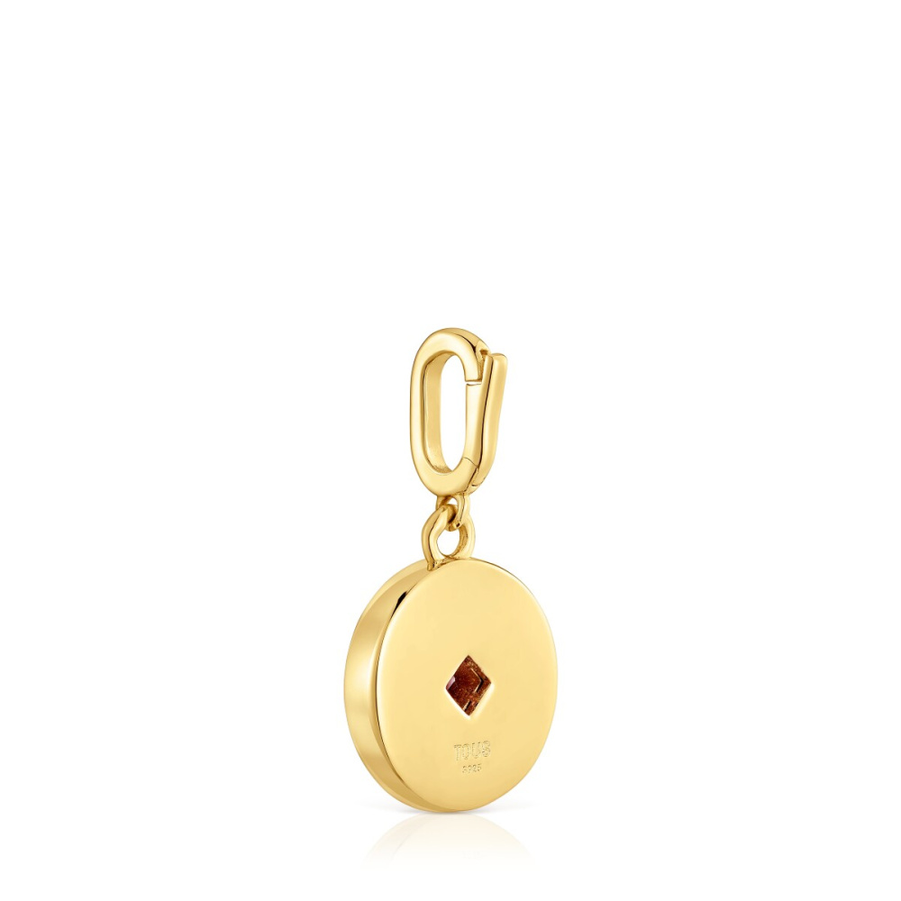 Кулон Medallions из вермеля с перламутром, топазами и родолитом фото 4