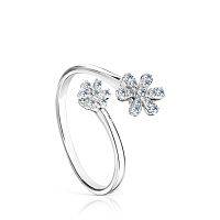 Открытое кольцо TOUS Blume из белого золота с бриллиантами