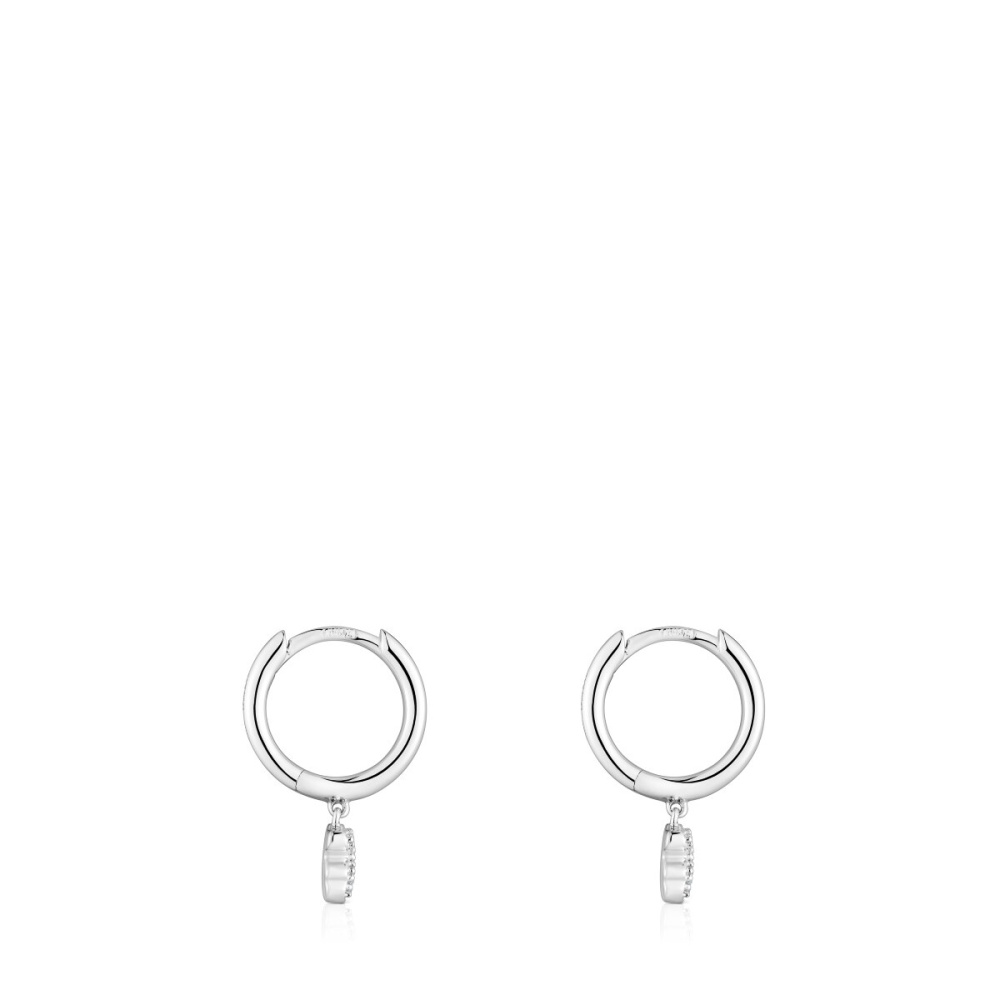 Серьги-кольца Grain из белого золота с бриллиантами фото 3