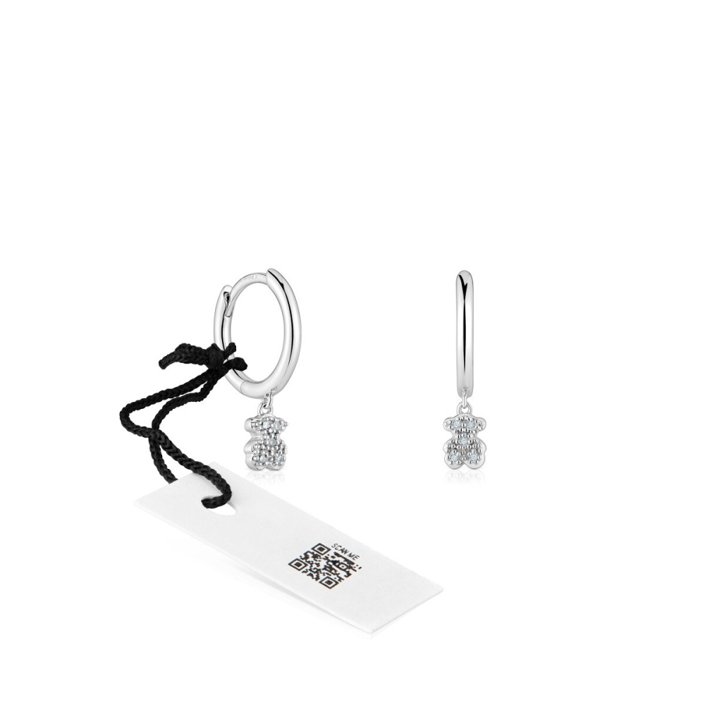 Серьги-кольца Grain из белого золота с бриллиантами фото 7