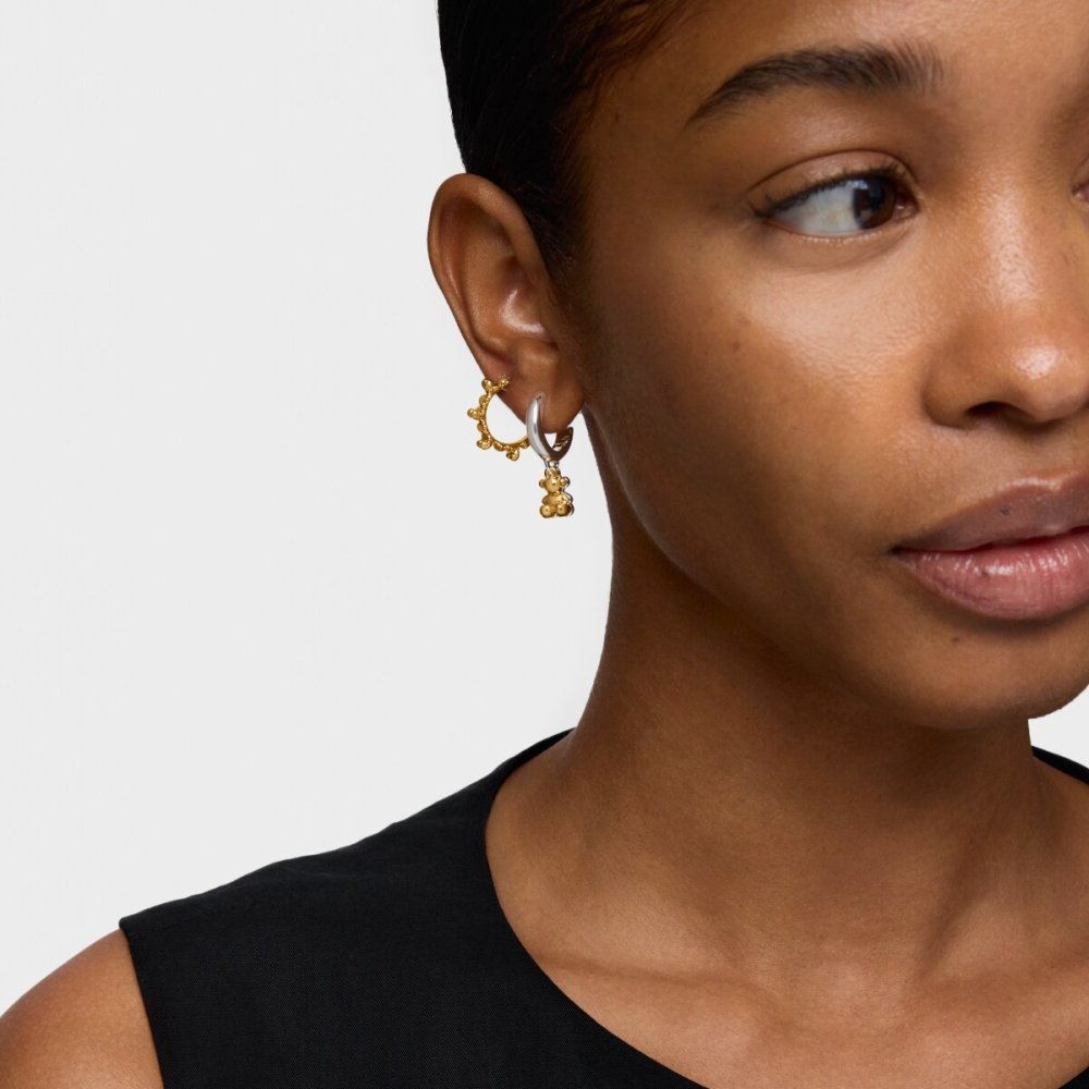 Серьги-креолы из серебра и вермеля фото 7