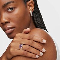 Кольцо Bold Motif из серебра с аметистом