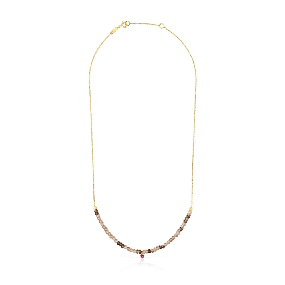 Колье Cool Joy из золота с дымчатым кварцем и родолитом фото 3