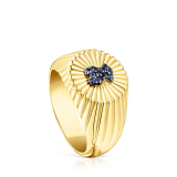 Кольцо-печатка Iris Motif из вермеля с иолитами