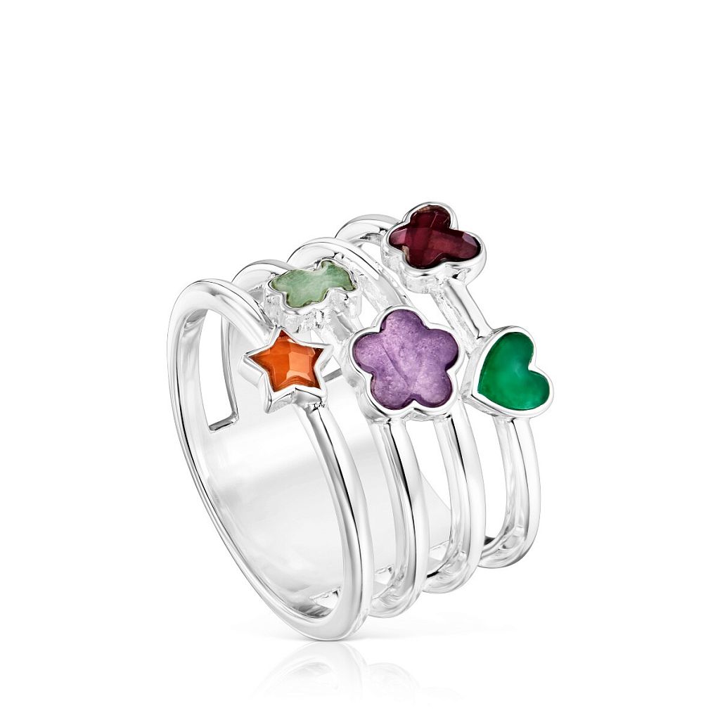 Кольцо Motif из серебра с натуральными камнями