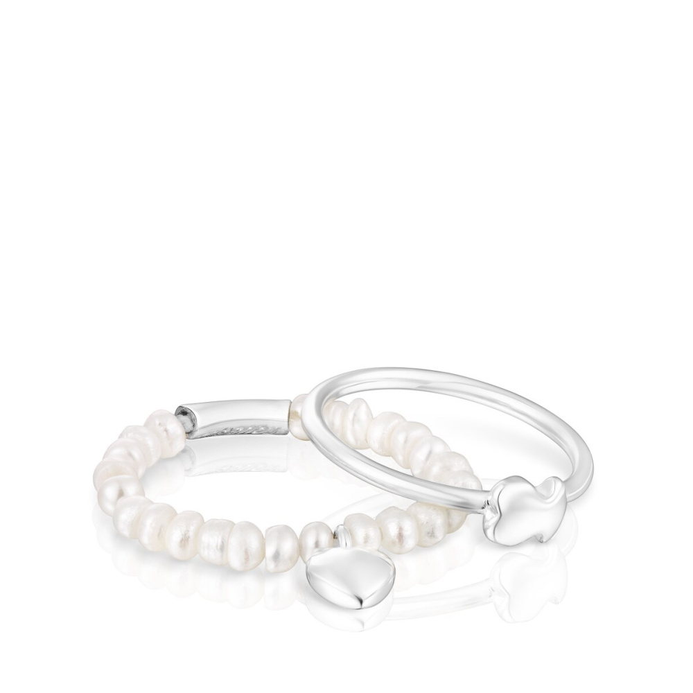 Сет колец из серебра с жемчугом фото 3