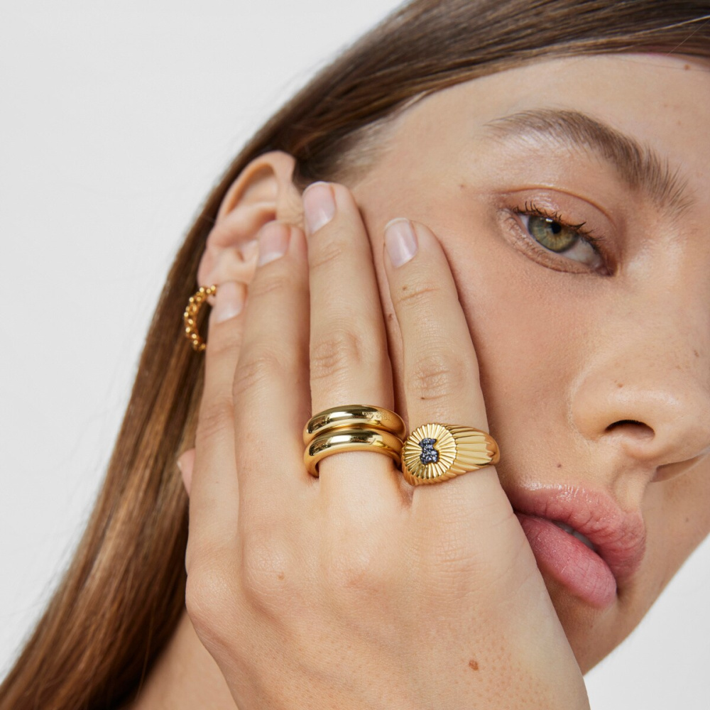 Кольцо-печатка Iris Motif из вермеля с иолитом фото 5