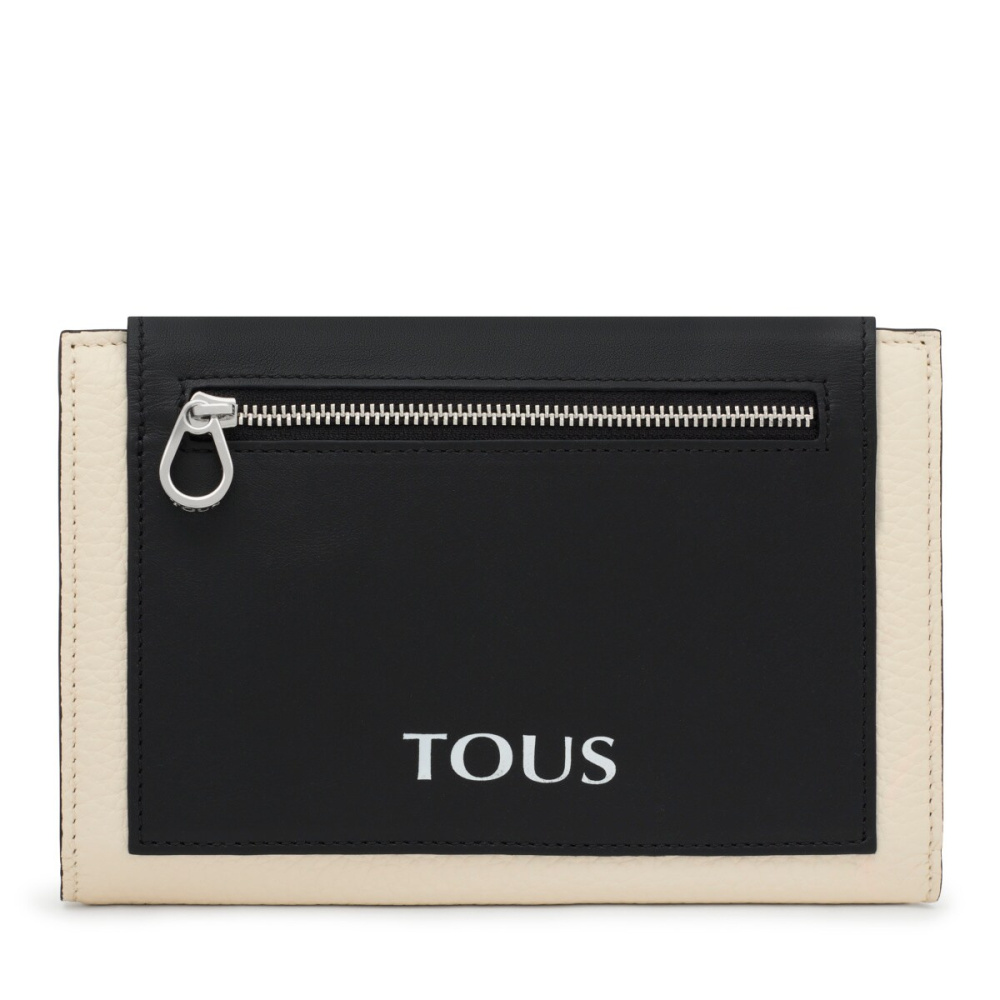 Кожаный кошелек TOUS Empire в бежевом и черном цветах среднего размера фото 2