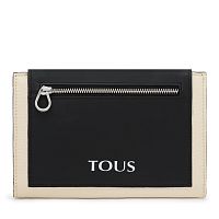 Кожаный кошелек TOUS Empire в бежевом и черном цветах среднего размера