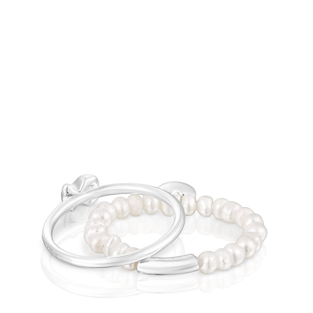 Сет колец из серебра с жемчугом фото 4