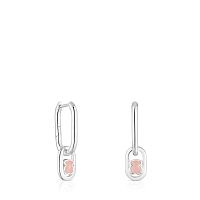 Серьги-кольца из серебра с кварцем