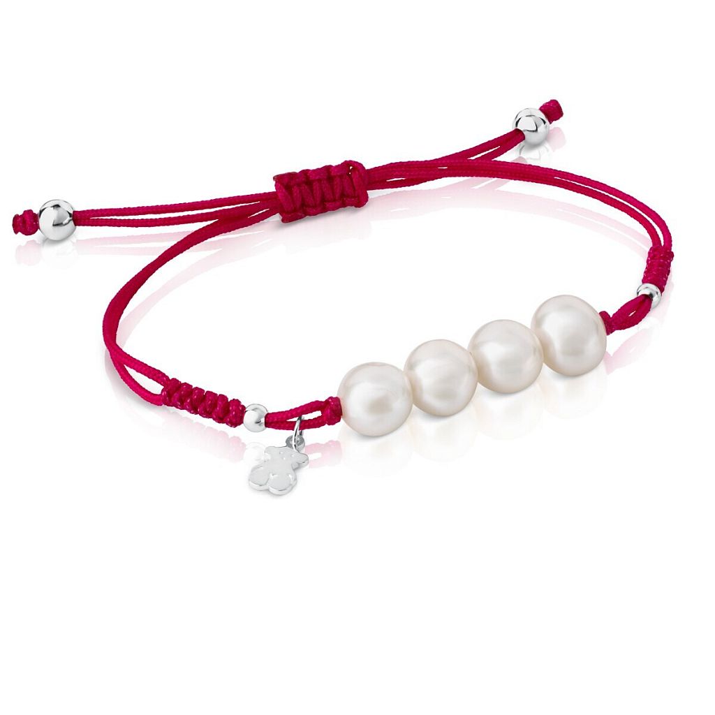 Браслет Pearls из серебра и нейлона с жемчугом