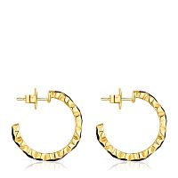 Серьги кольца Icon Color из вермеля с мишками из оникса 