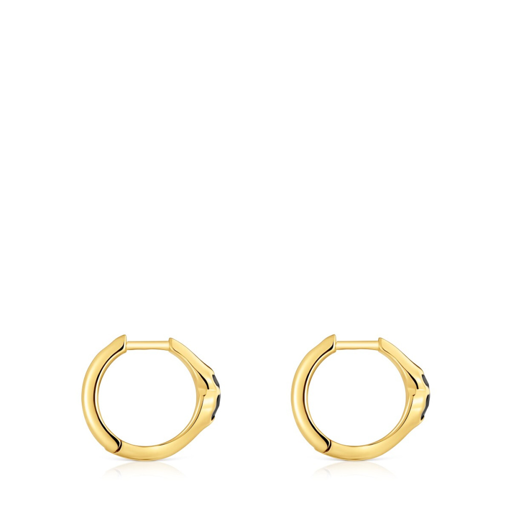 Серьги-кольца из вермеля с ониксом фото 3