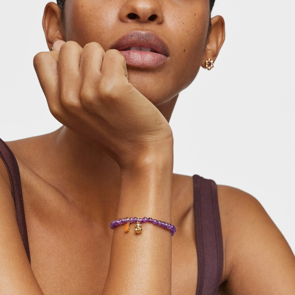 Браслет из вермеля с аметистом и сердоликом фото 7