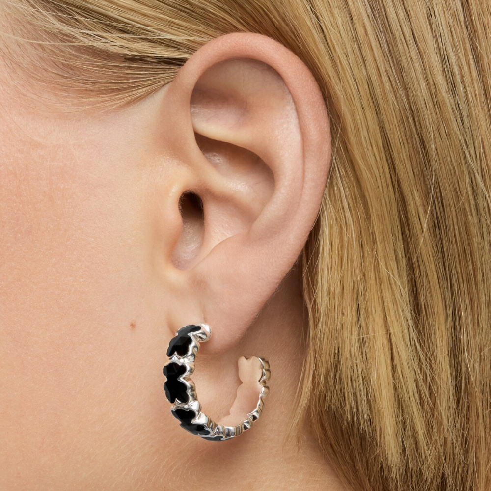 Серьги-креолы из серебра с ониксом фото 7