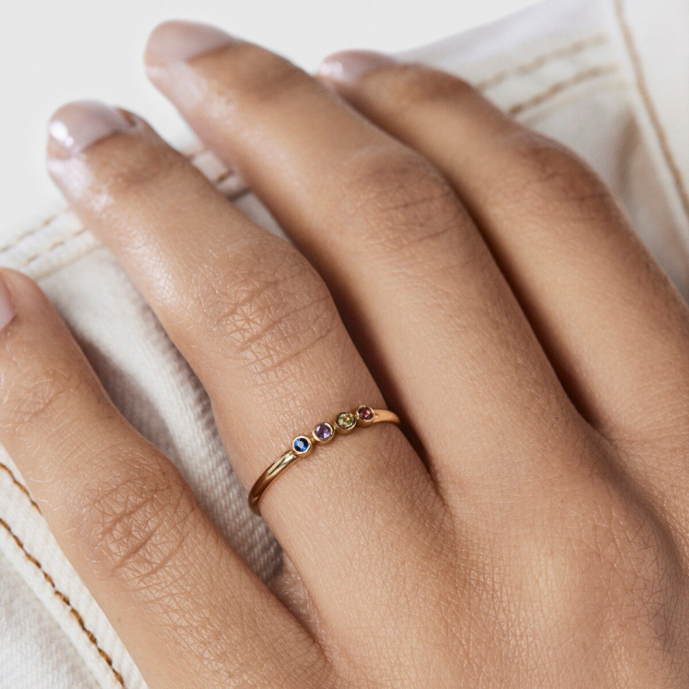Золотое кольцо Straight Color с натуральными камнями фото 5