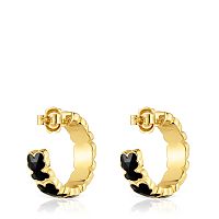 Серьги кольца Icon Color из вермеля с мишками из оникса 