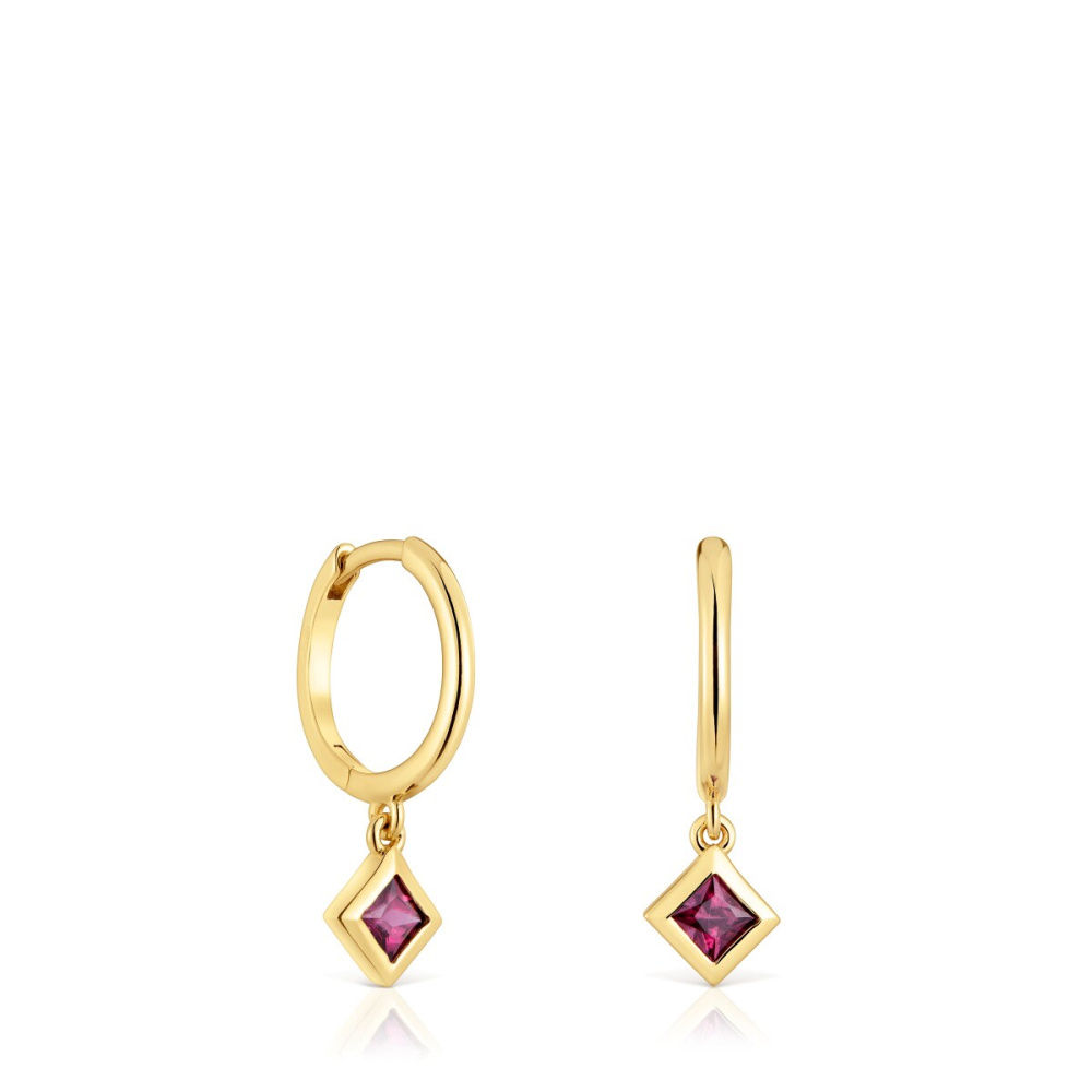 Серьги-кольца Basic Colors из вермеля с родолитом фото 2