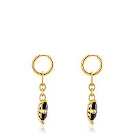 Серьги-кольца Color Black из вермеля с ониксом