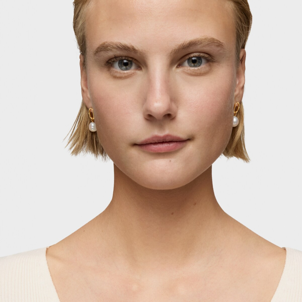 Серьги Hold Oval из золота с жемчугом фото 6