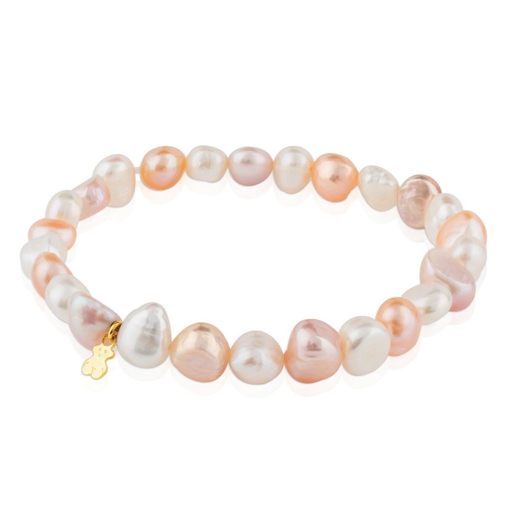 Браслет Pearls из жемчуга с золотым мишкой