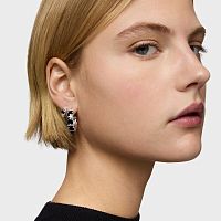 Серьги-креолы из серебра с ониксом