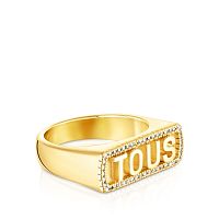 Кольцо-печатка TOUS Logo из вермеля с бриллиантами