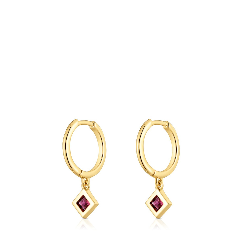Серьги-кольца Basic Colors из вермеля с родолитом фото 4