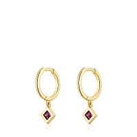Серьги-кольца Basic Colors из вермеля с родолитом