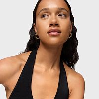 Серьги кольца Icon Color из вермеля с мишками из оникса 