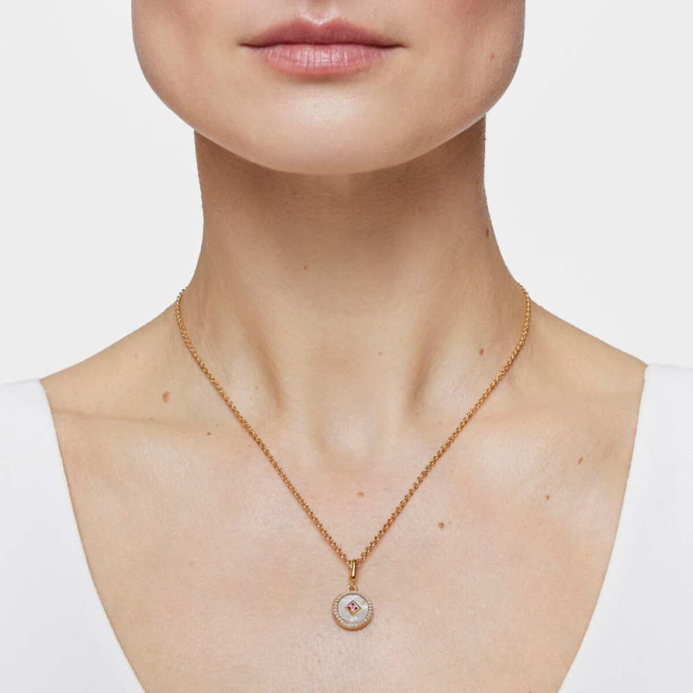 Кулон Medallions из вермеля с перламутром, топазами и родолитом фото 8