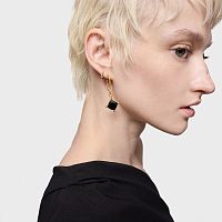 Серьги-кольца Color Black из вермеля с ониксом
