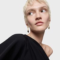 Серьги-кольца Color Black из вермеля с ониксом