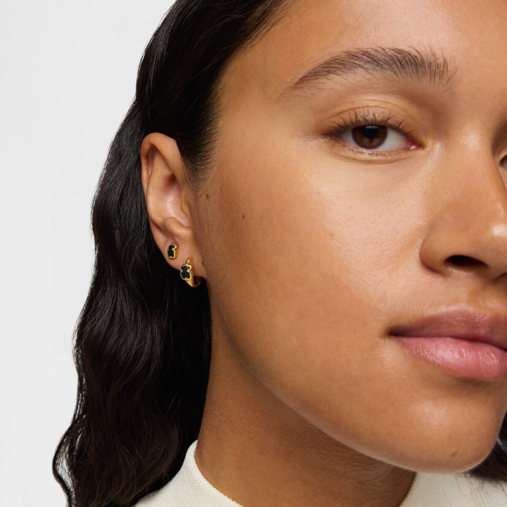 Серьги-кольца из вермеля с ониксом фото 6