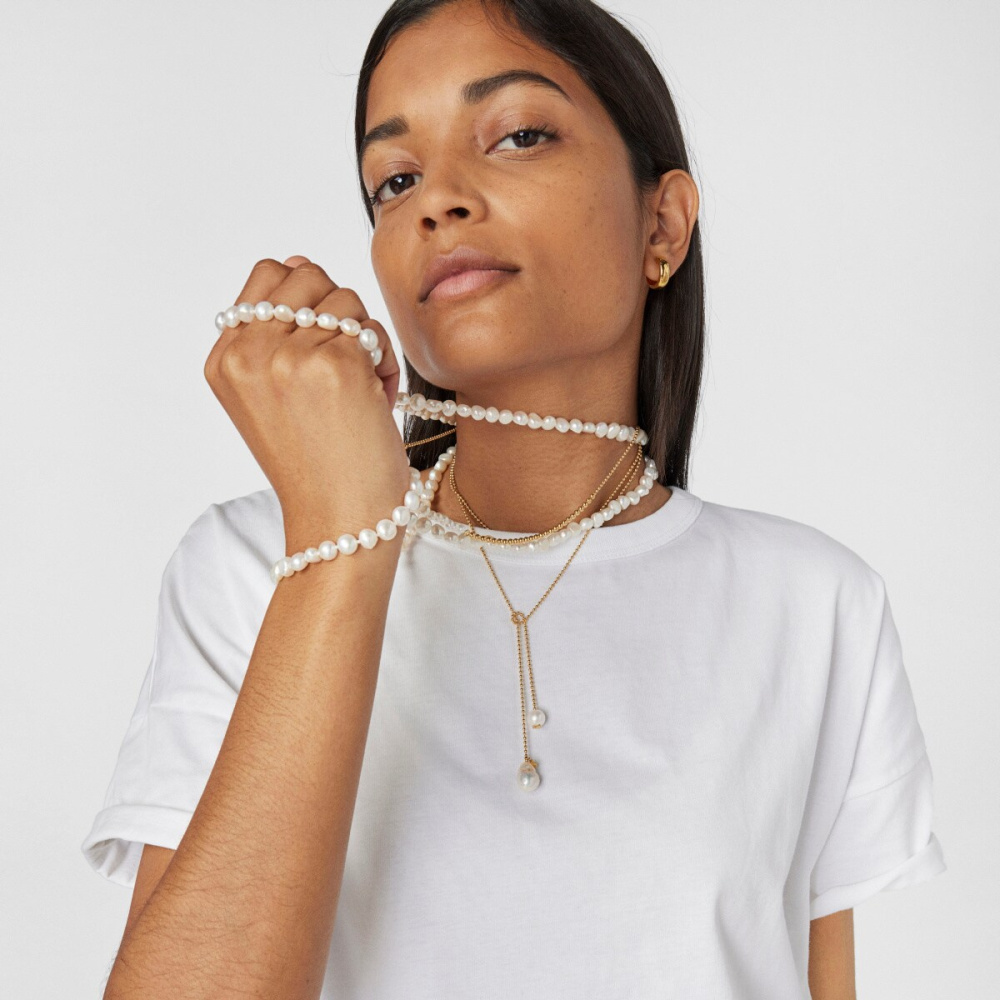 Колее Pearls из жемчуга с золотом фото 6