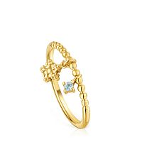 Кольцо Grain Ring из вермеля с голубым топазом