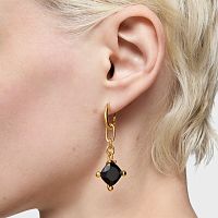 Серьги-кольца Color Black из вермеля с ониксом