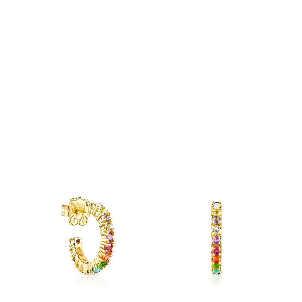 Серьги-креолы Straight Color из вермеля с камнями