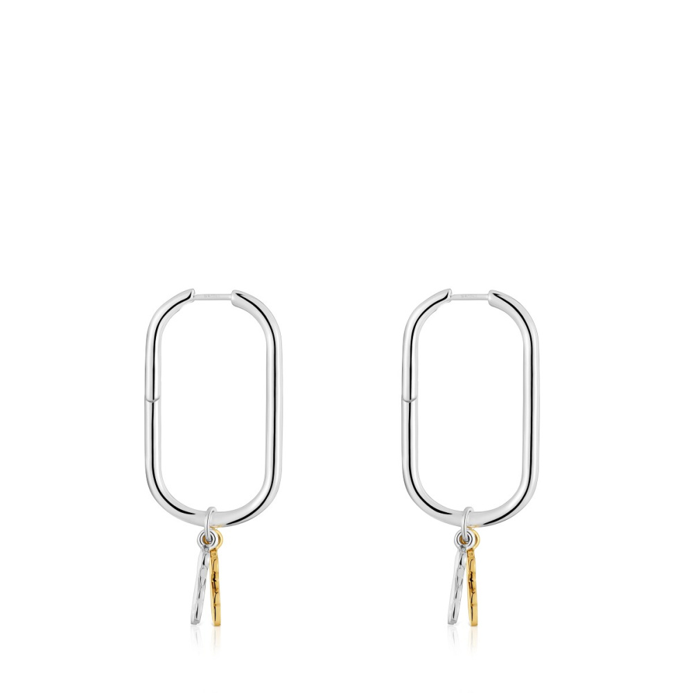 Серьги-кольца из серебра и вермеля  фото 3