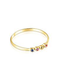 Золотое кольцо Straight Color с натуральными камнями