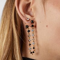 Серьги Glaring из вермеля с ониксом и цирконием