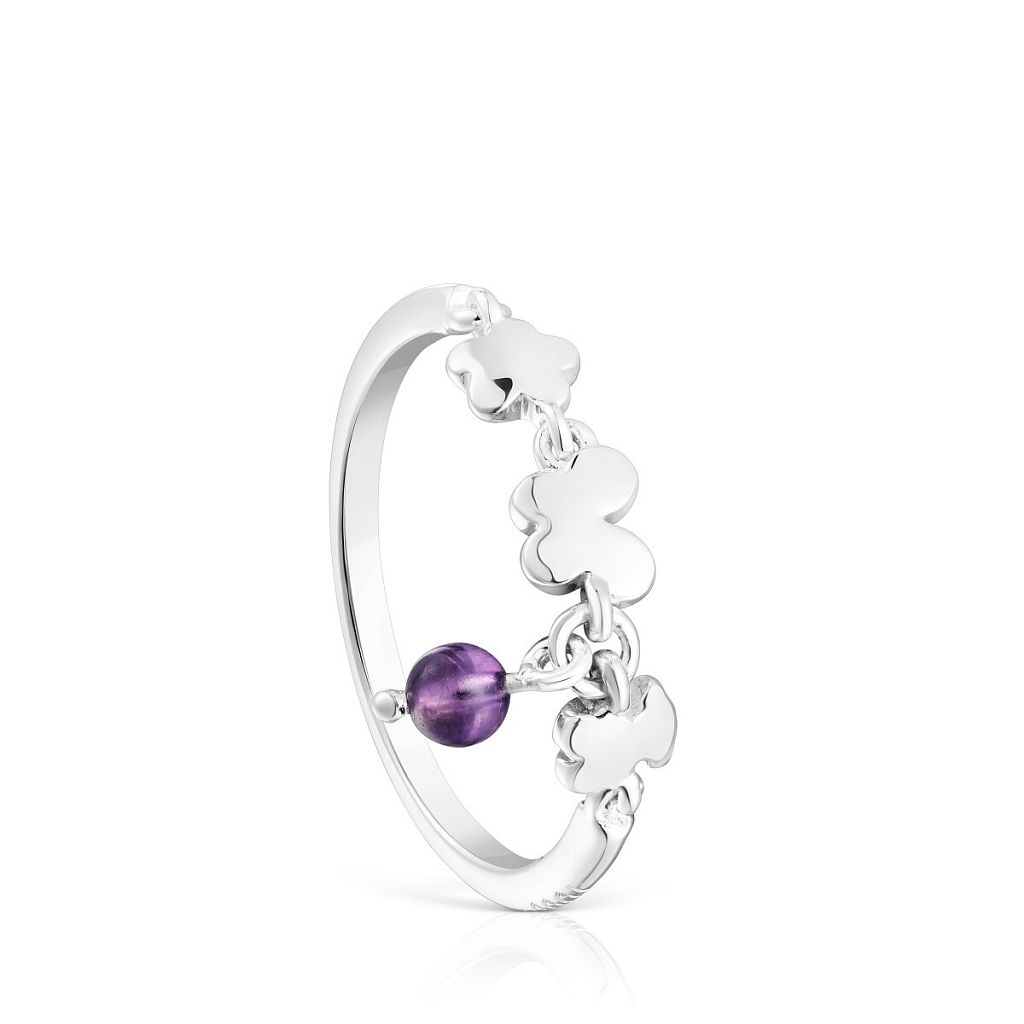 Кольцо Bold Motif из серебра с аметистом