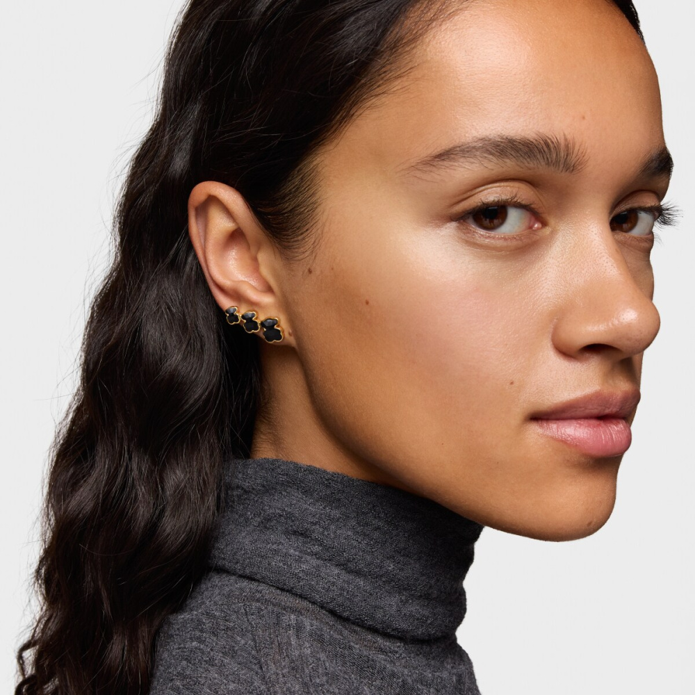 Серьги из вермеля с ониксом фото 5