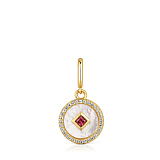Кулон Medallions из вермеля с перламутром, топазами и родолитом