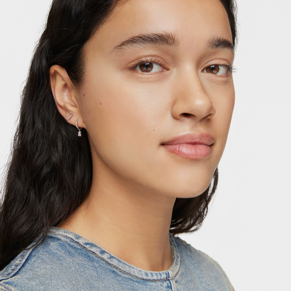 Серьги-кольца Grain из белого золота с бриллиантами фото 6