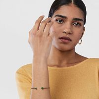 Тонкий браслет Mesh Color из стали с золотистым ионным напылением и с малахитом