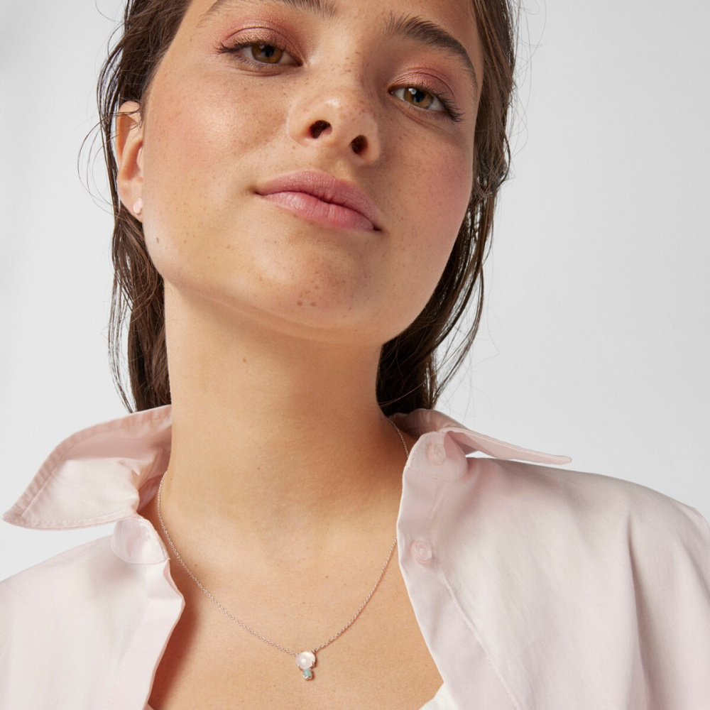 Серебряное ожерелье Mini Color с розовым кварцем и амазонитом фото 8