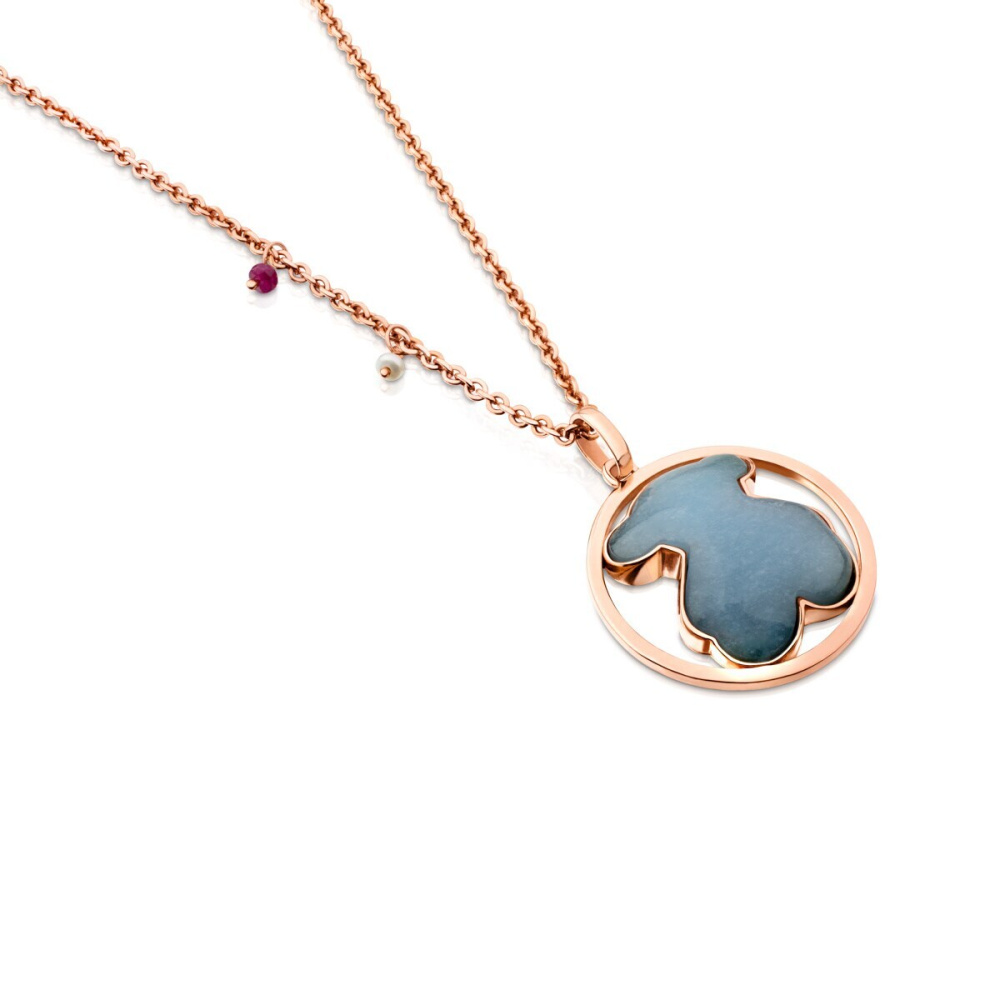 Серебряное Ожерелье Camille с розовым Покрытием Vermeil, Кварцем, Дюмортерьитом, Рубином и Жемчугом фото 4