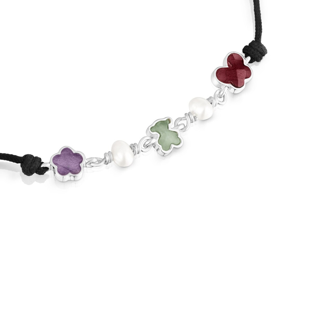 Браслет Bold Motif из нейлона и серебра с жемчугом и камнями фото 4